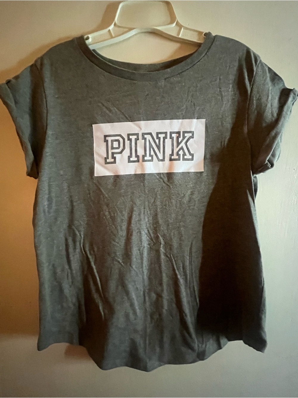 Victoria's Secret PINK Graphic Crewneck Tee - Charcoal